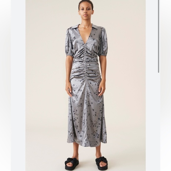 Ganni Silk Stretch Satin Dress Size Small NWT - Picture 1 of 13